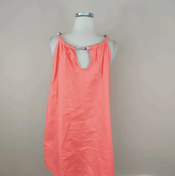 🏝 St Tropez west coral linen dress size small 🦀 - Picture 8 of 8